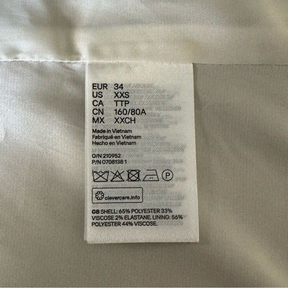 H&M shawl-collar lined jacket cream side seam pockets gathered sleeves size xxs - Picture 7 of 8